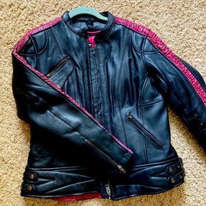 Women’s leather motorcycle jacket